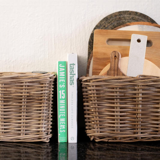 Rattan Rectangular basket in kitchen