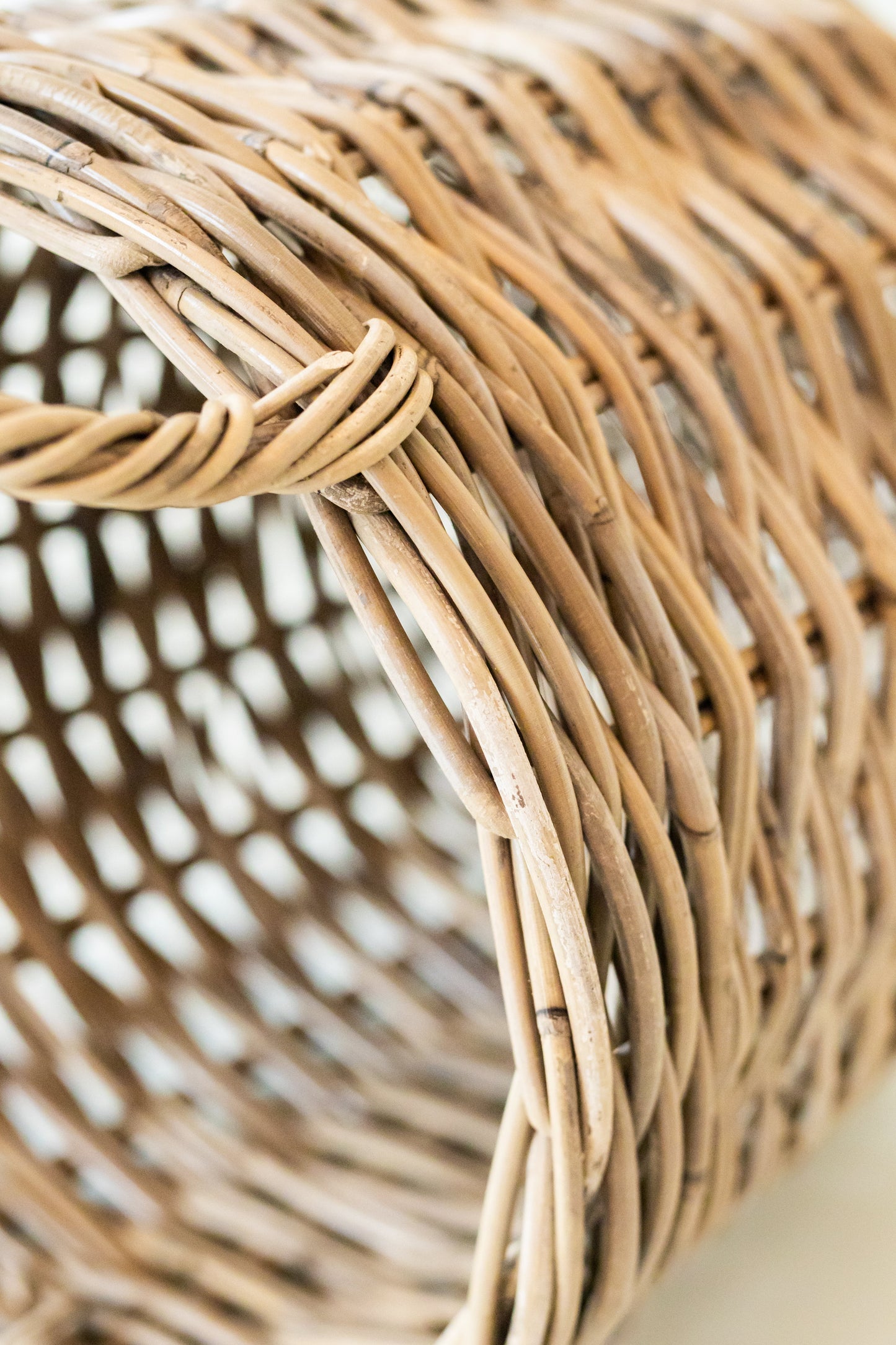 Rattan Round Basket with Handles