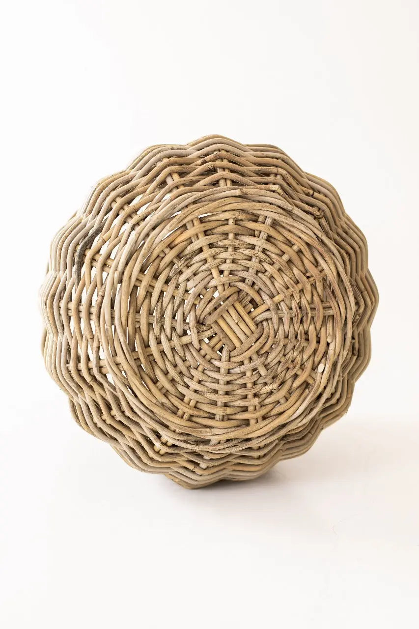 Rattan Round Storage Basket with Handles Basketly