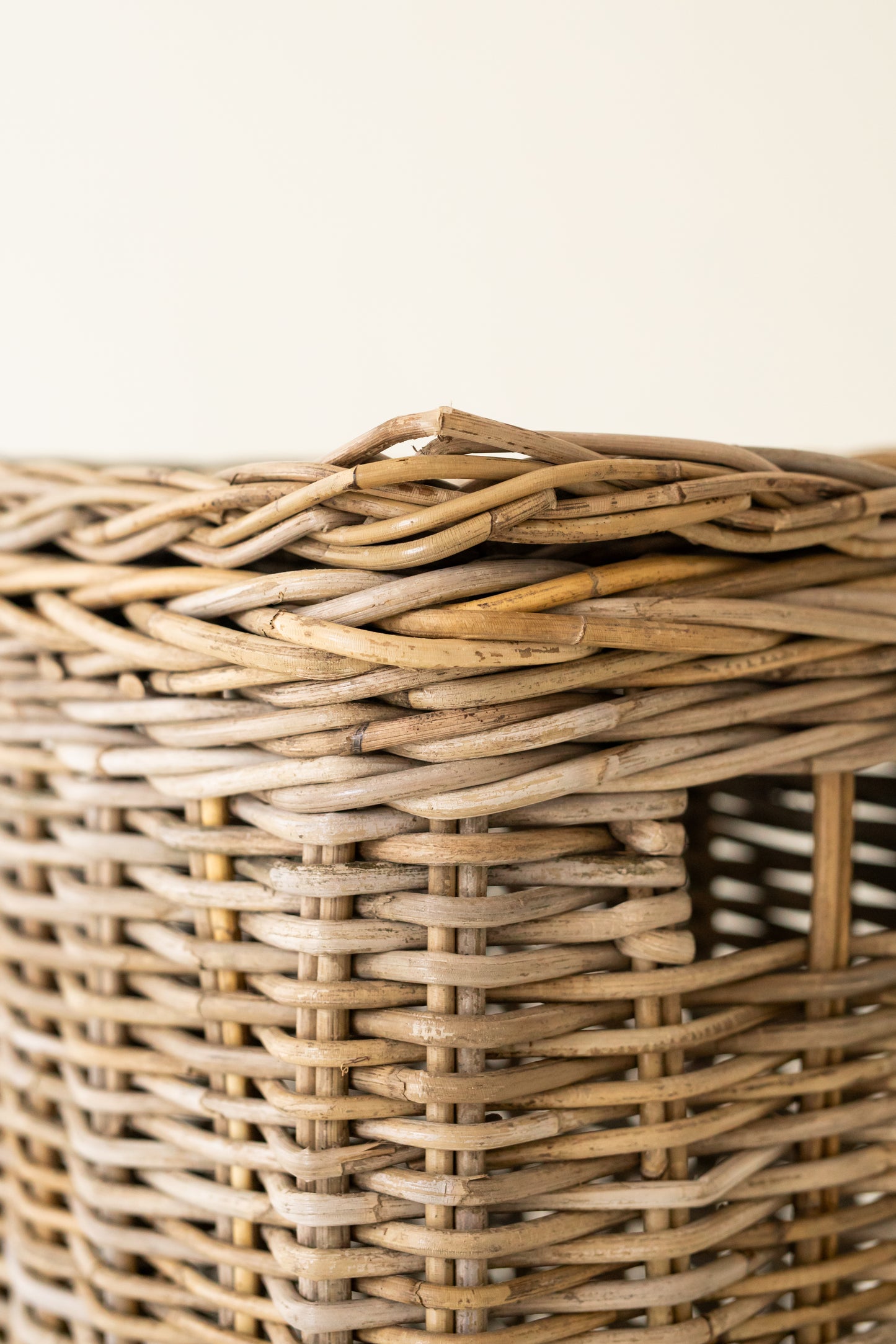 Large Rattan Tall Rectangular Laundry Basket