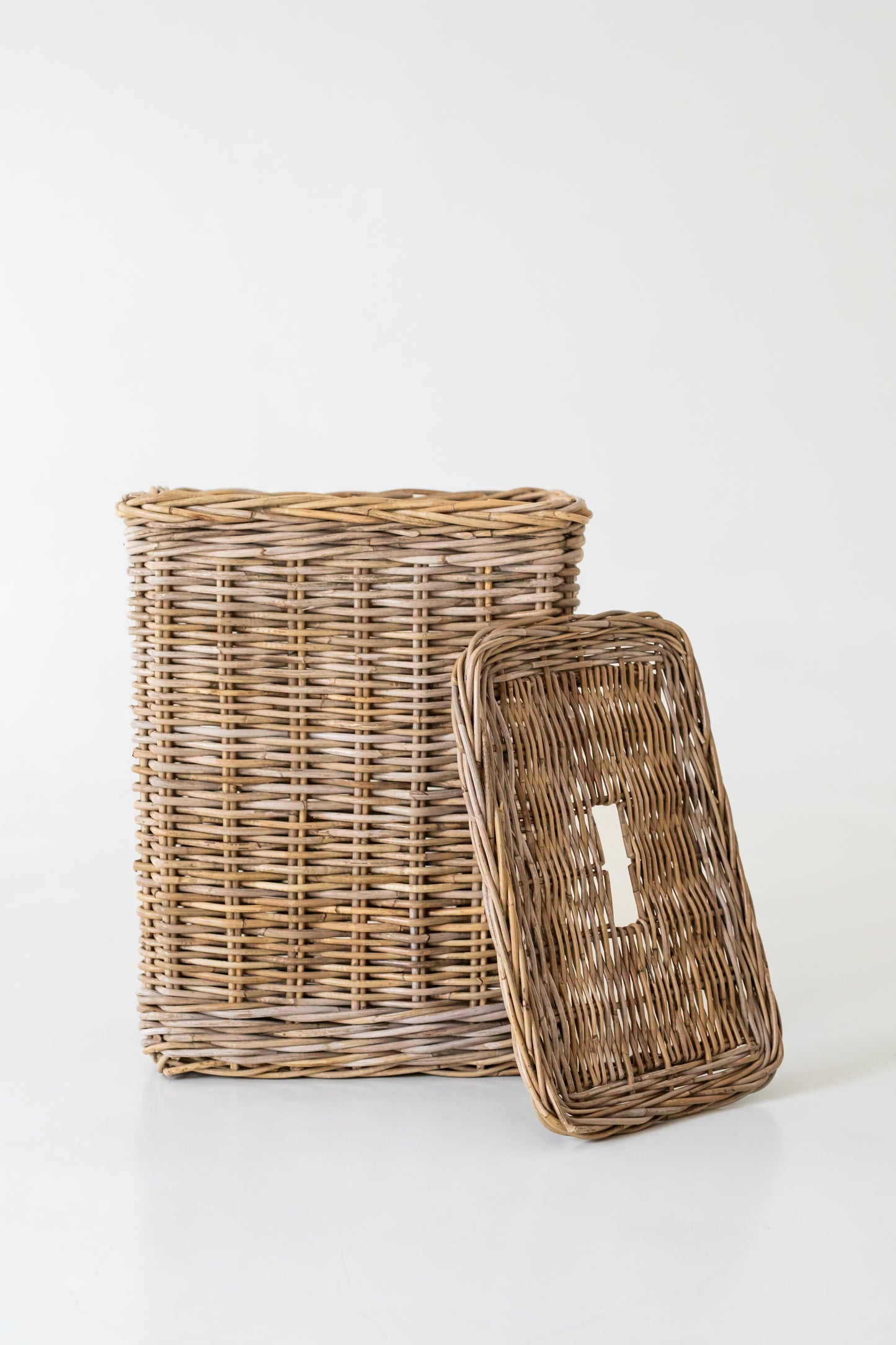 Large Rattan Tall Rectangular Laundry Basket