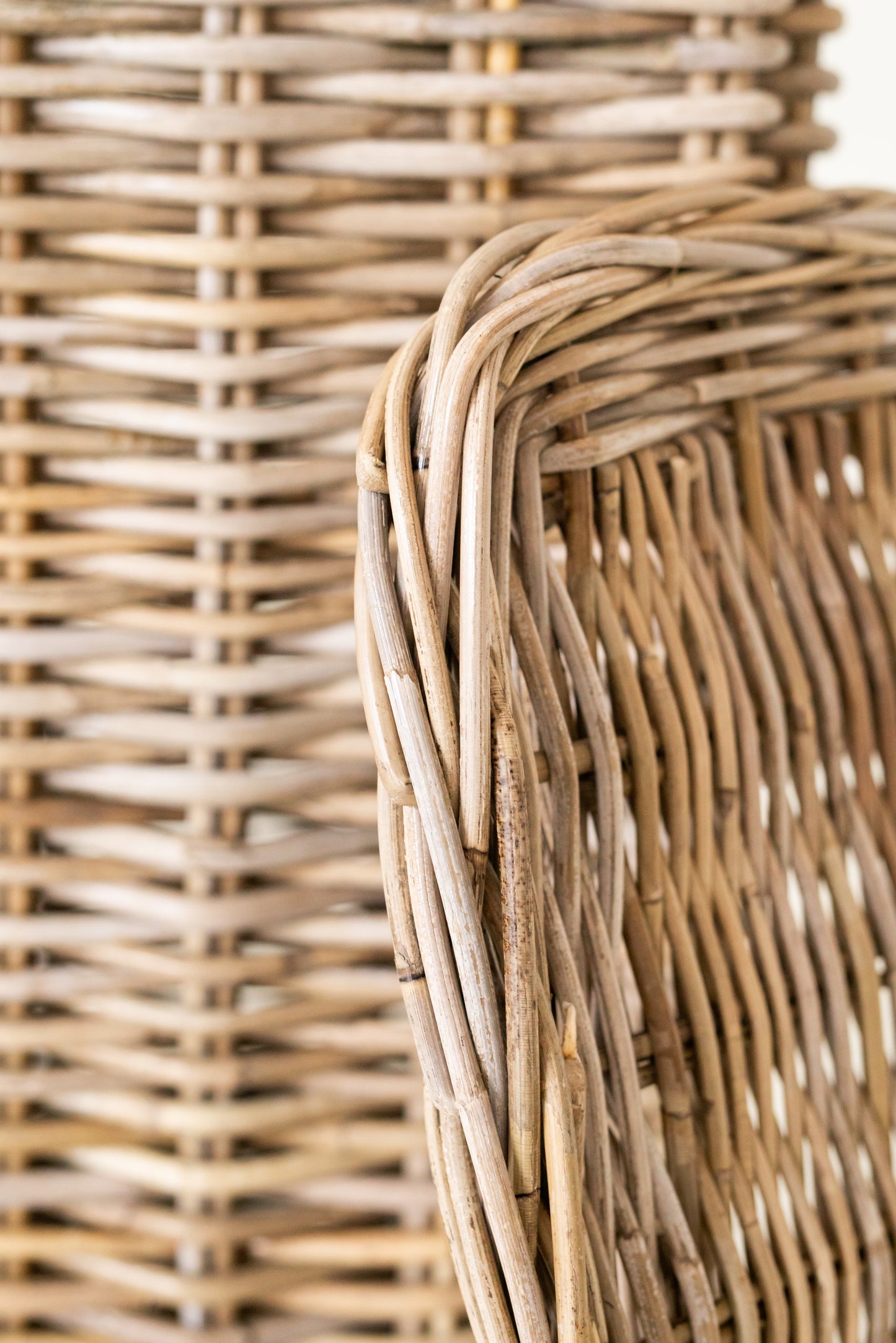 Large Rattan Tall Rectangular Laundry Basket