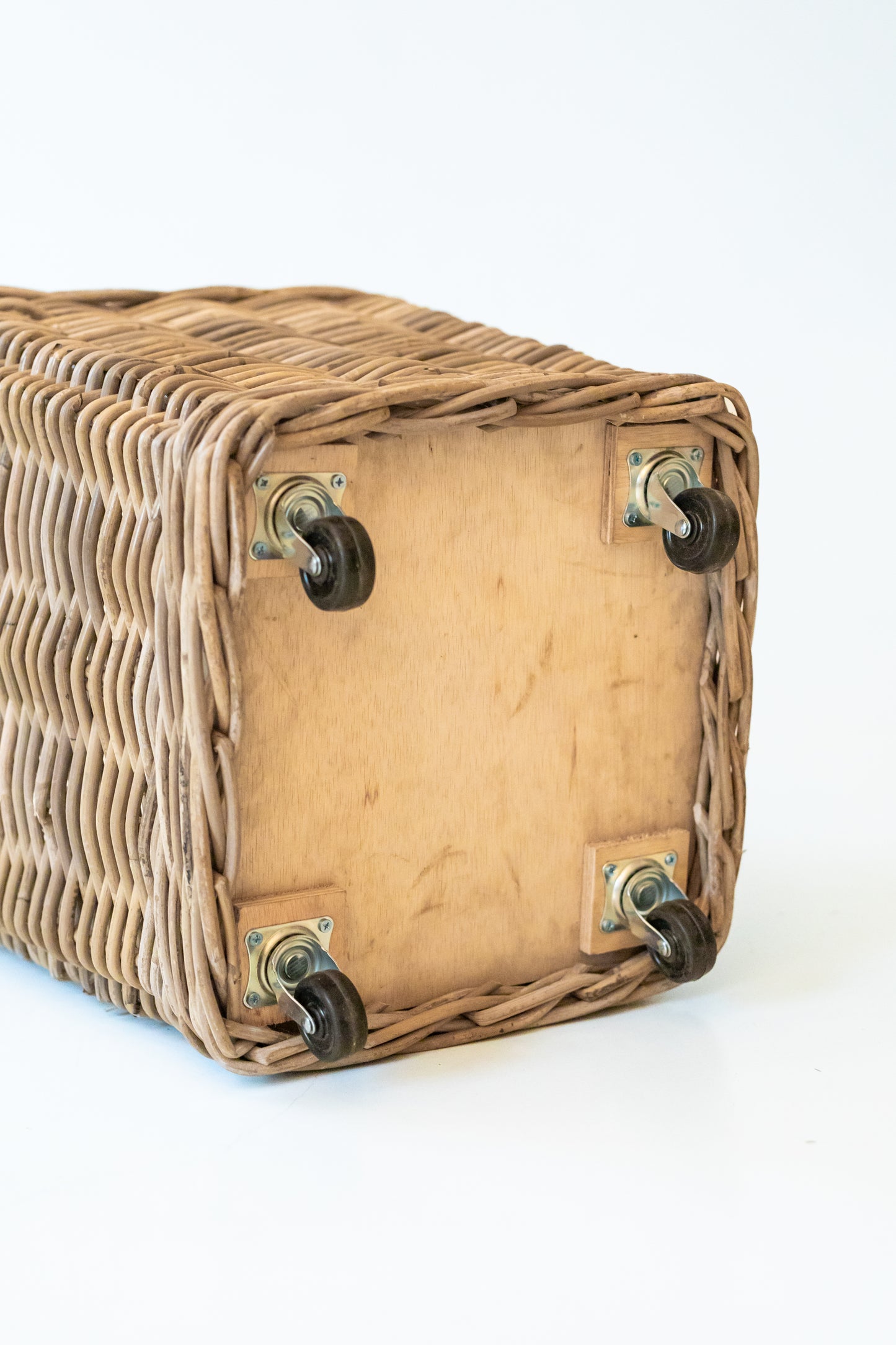 Rattan Square Kubu Grey Storage Baskets on Wheels