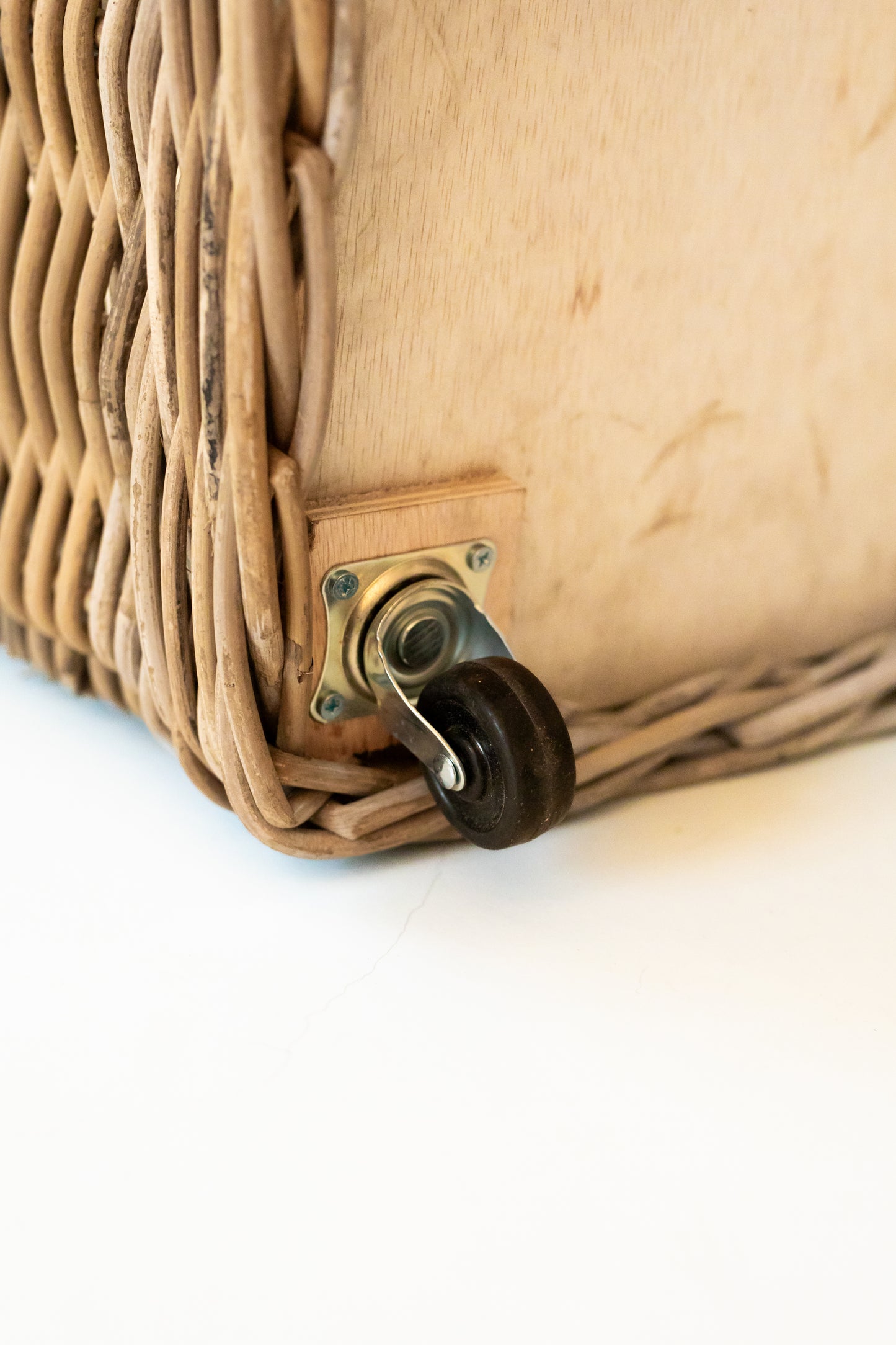 Rattan Square Kubu Grey Storage Baskets on Wheels