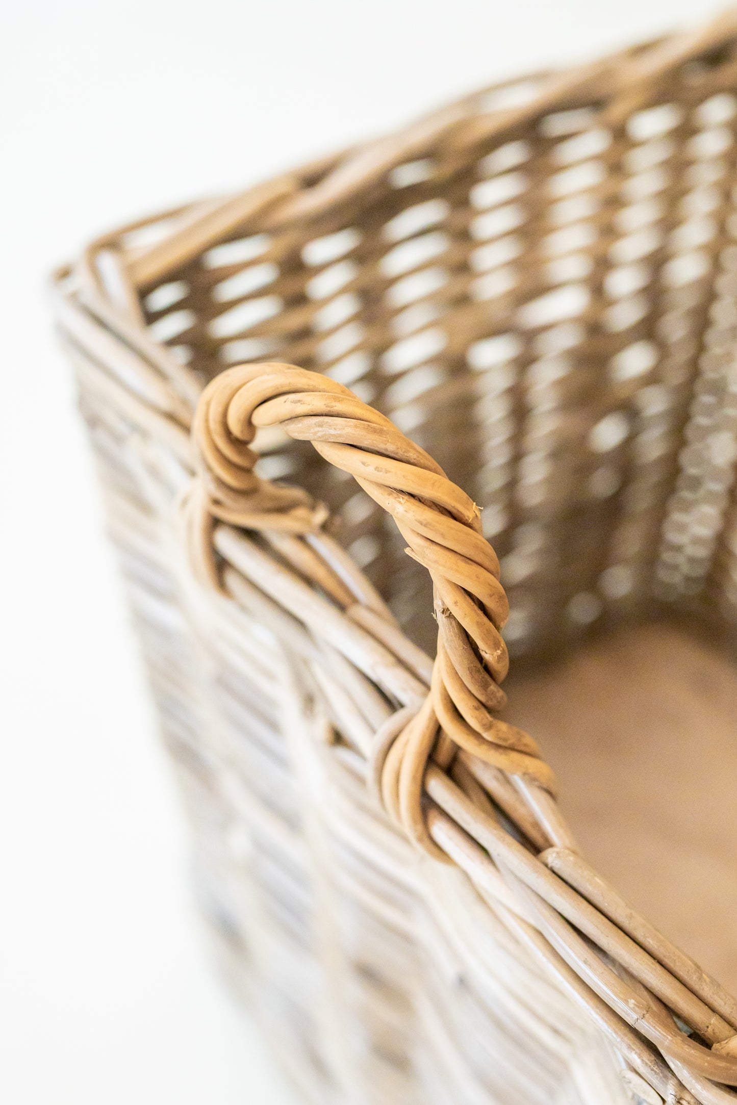 Rattan Square Kubu Grey Storage Baskets on Wheels