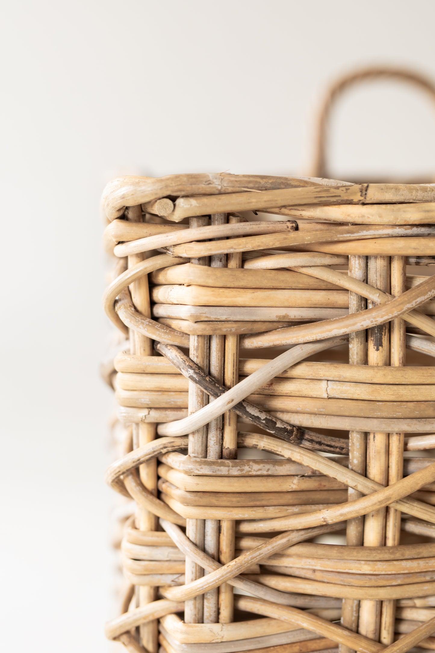 Rattan Square Basket Kubu Grey X Weave