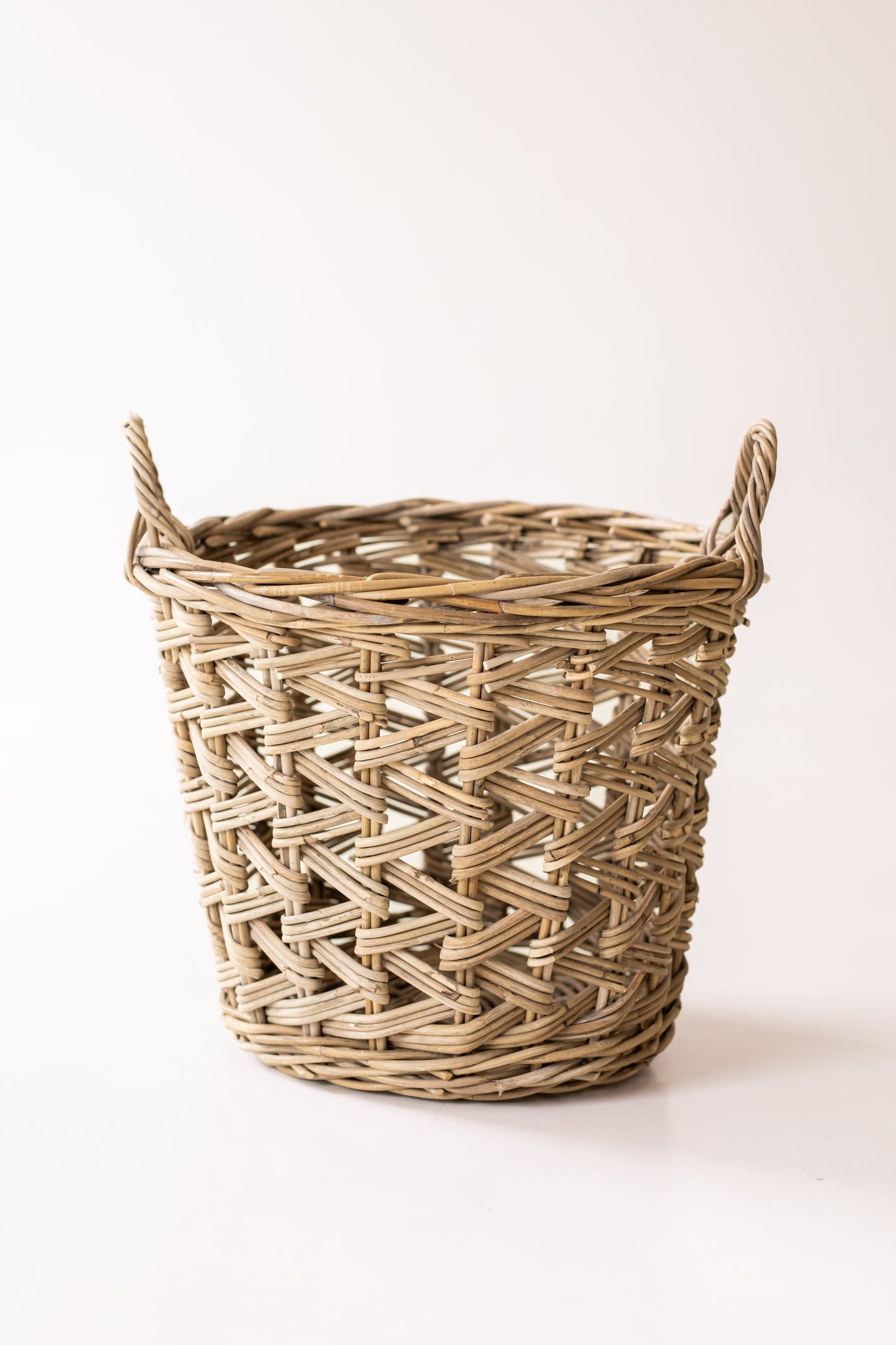 Rattan Cross Weave Tapered Basket Kubu Grey