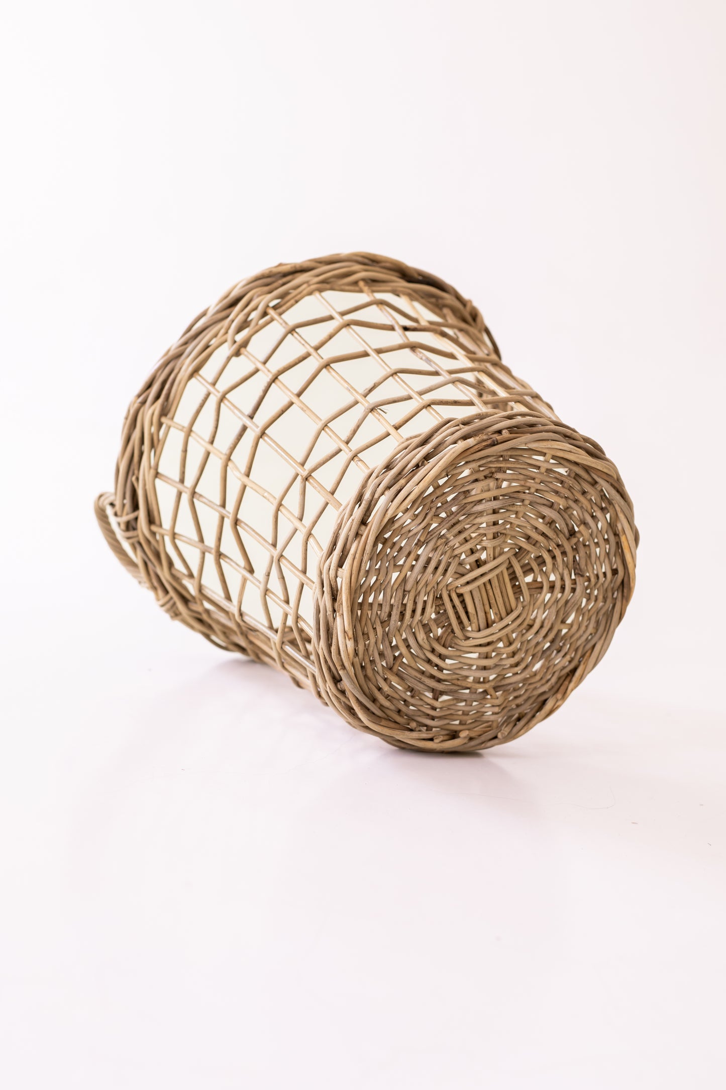 Rattan Open Weave Round Tapered Basket Kubu Grey