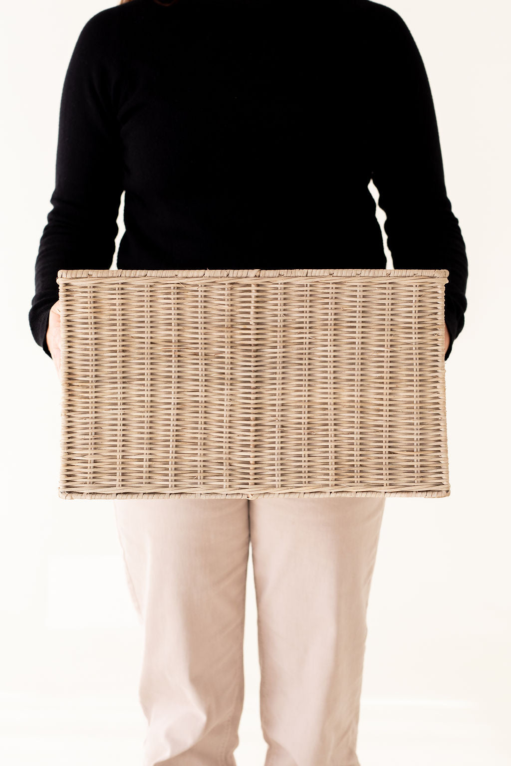 Wicker Tall Rectangular Basket