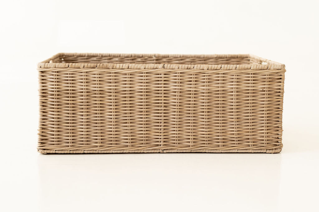 Wicker Shallow Rectangular Basket