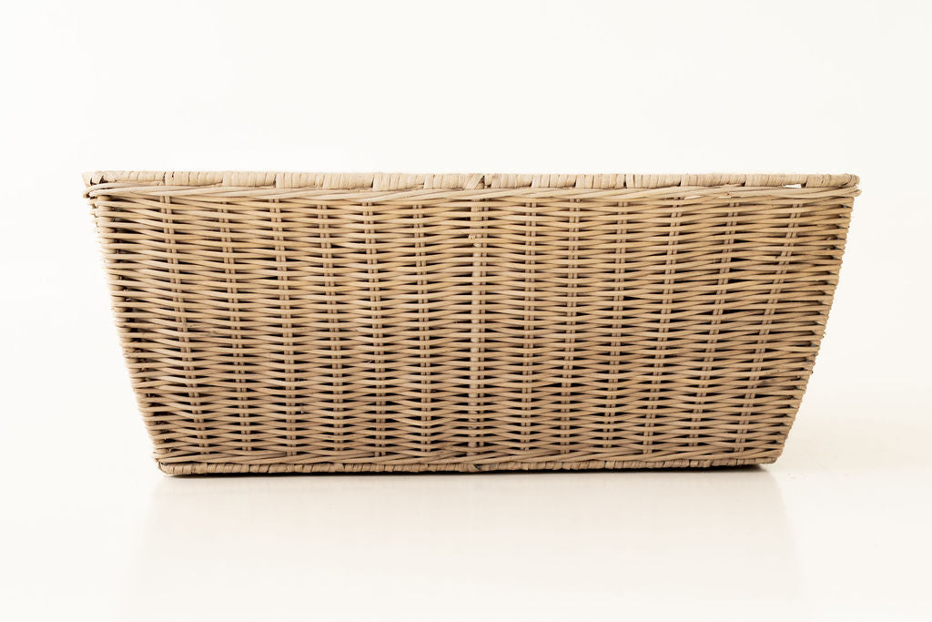 Wicker Tapered Rectangular Storage Basket