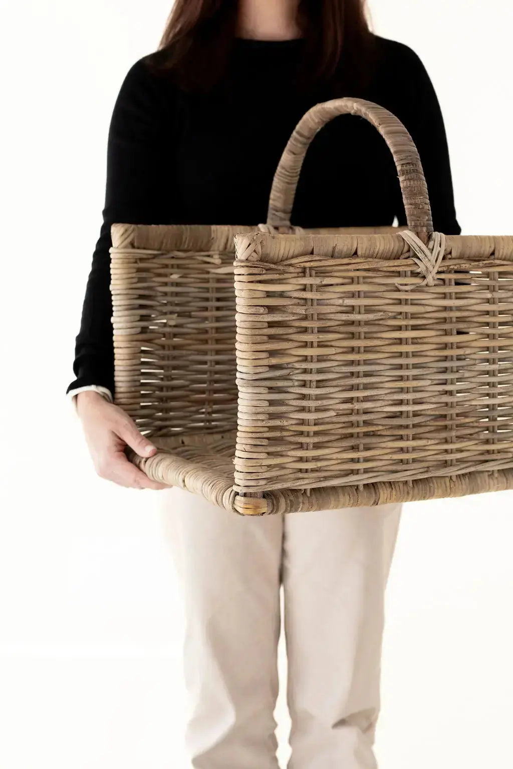 Rattan Rectangular Firewood & Log Basket Basketly