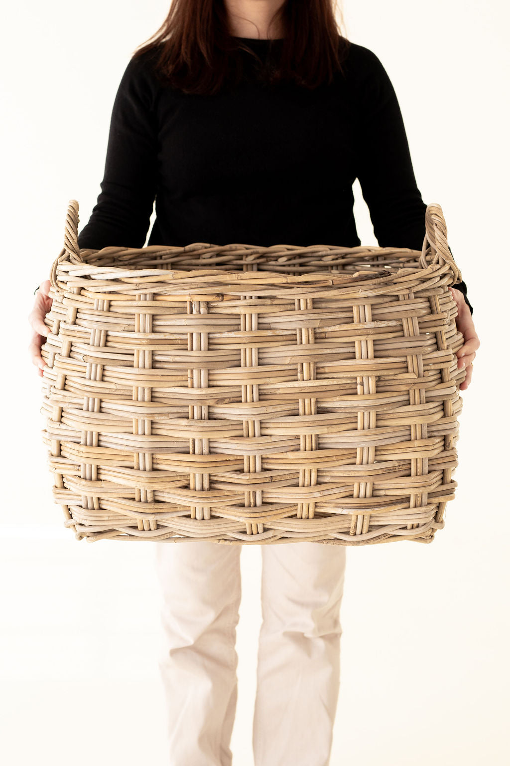 Rattan Rounded Oval Storage Basket