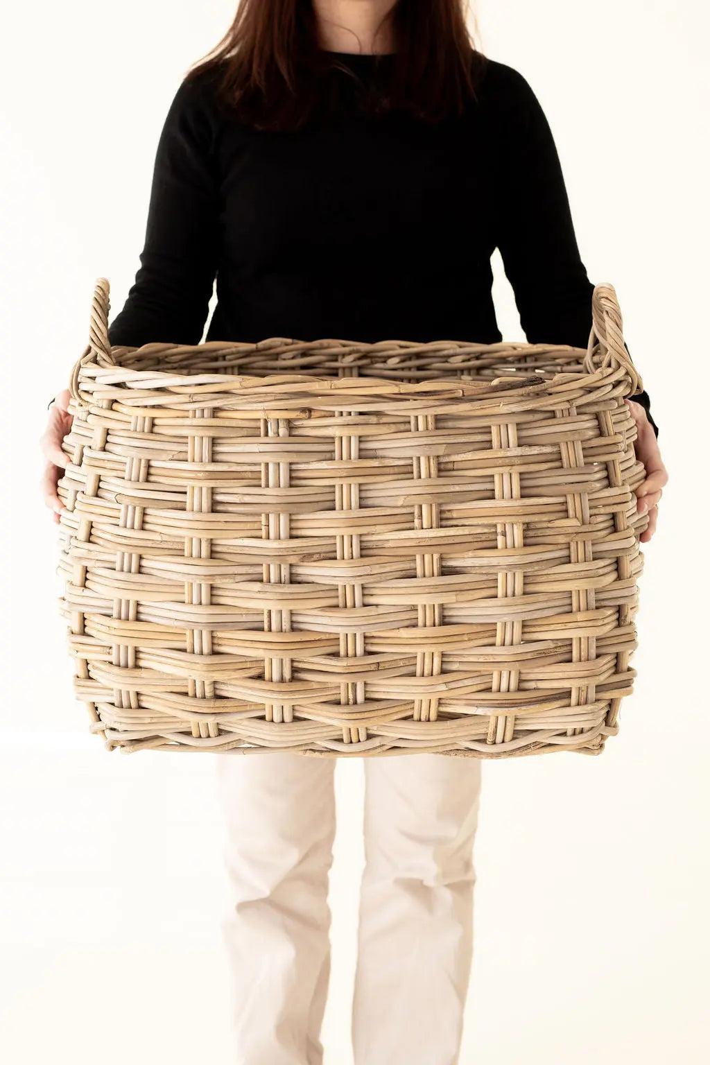 Rattan Rounded Oval Storage Basket Basketly