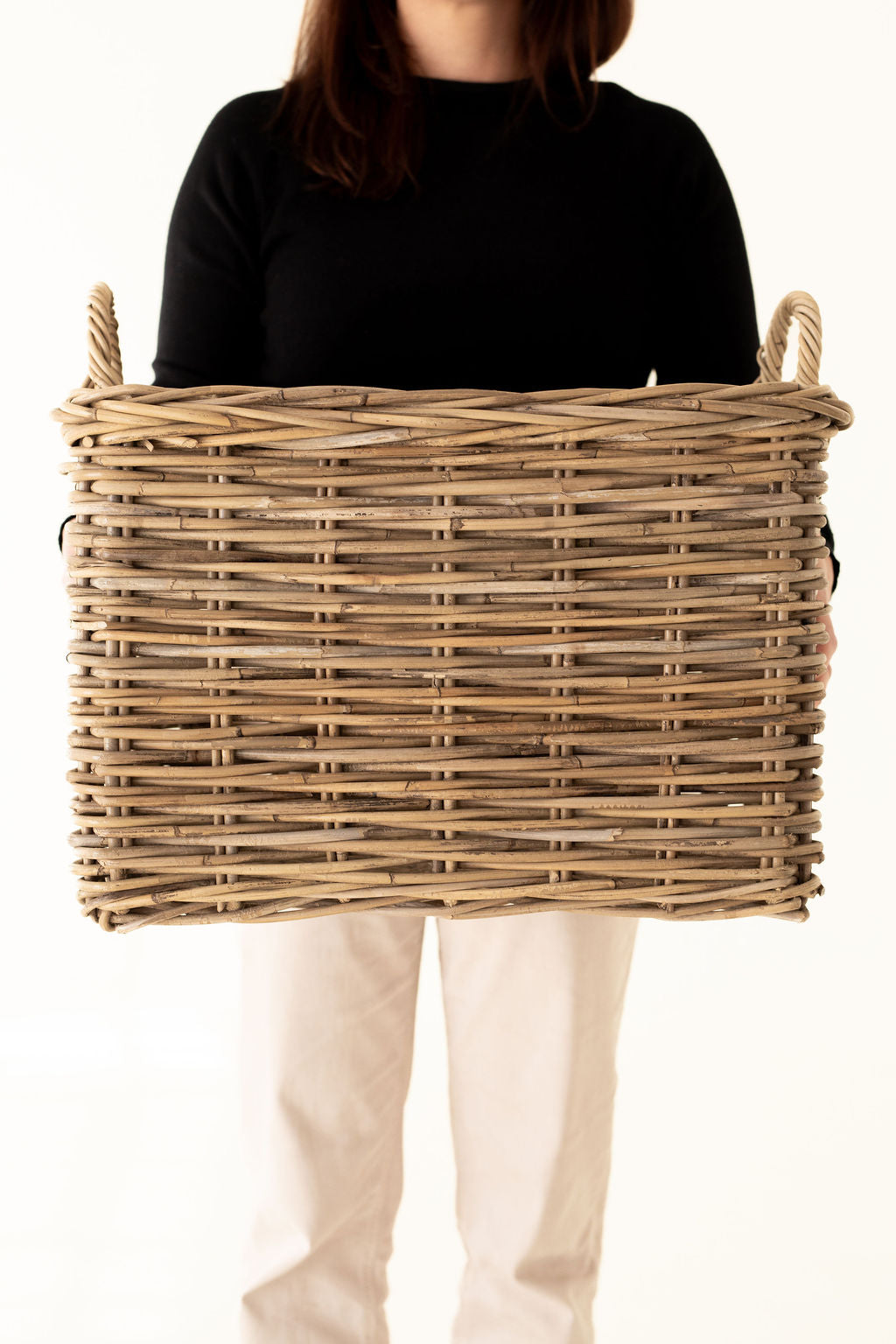 Rattan Rectangular Storage Basket with Handles