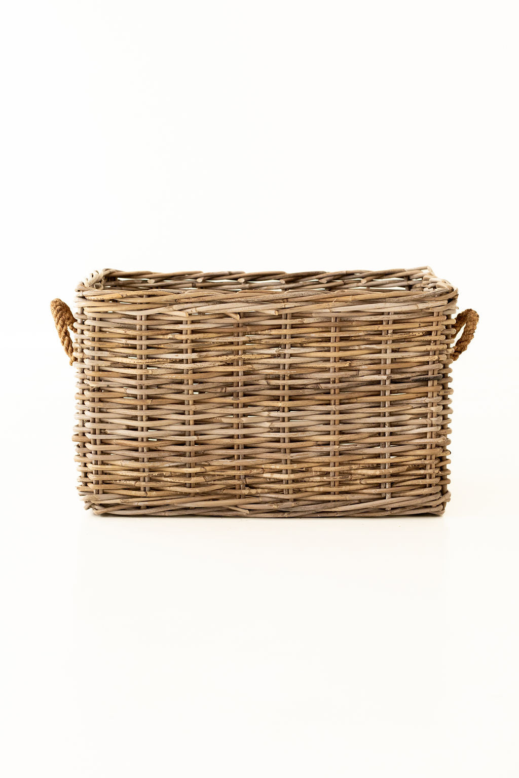 Rattan Rectangular Basket with Rope Handles