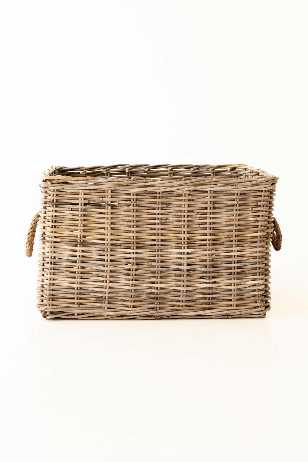 Rattan Rectangular Basket with Rope Handles