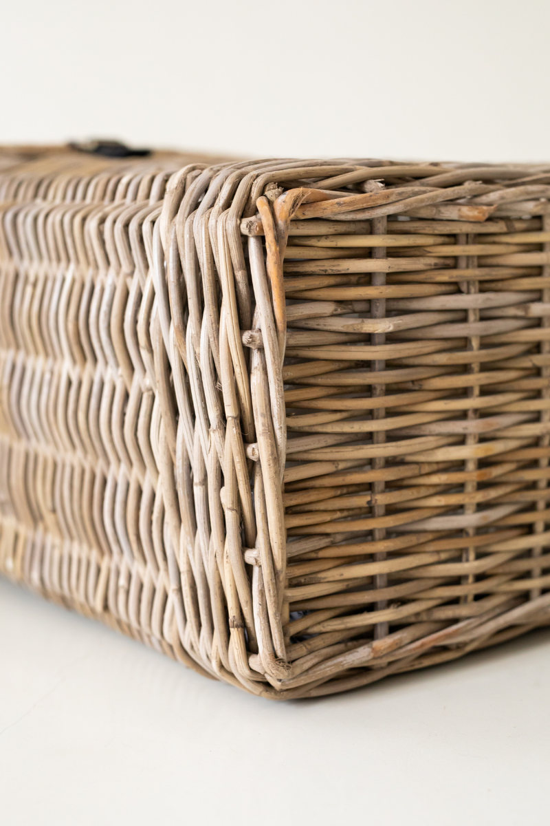 Rattan Rectangle Laundry with Leather Strap - Basket