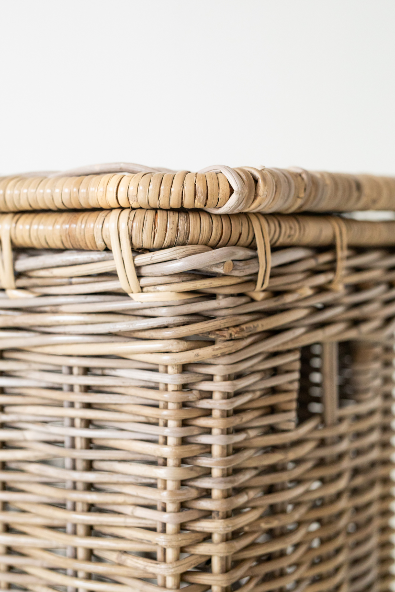 Rattan Rectangle Laundry with Leather Strap - Basket
