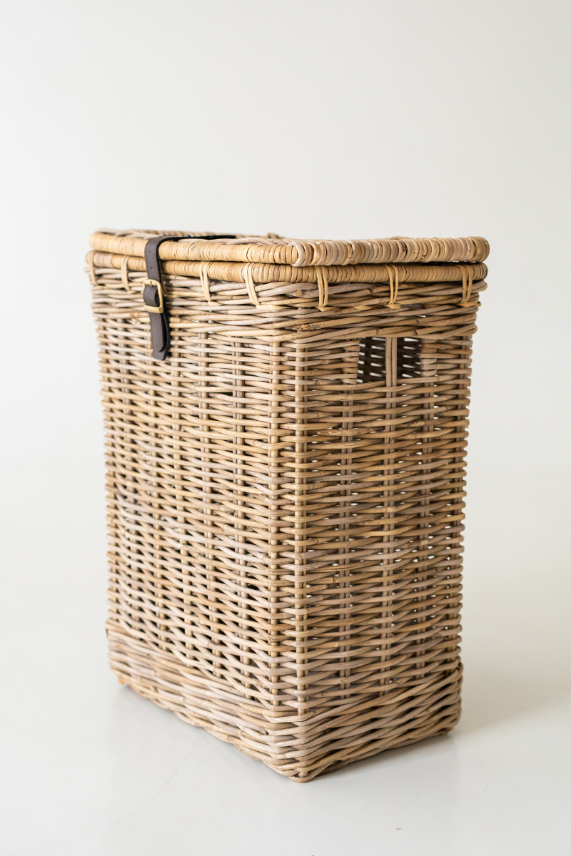 Rattan Rectangle Laundry with Leather Strap - Basket