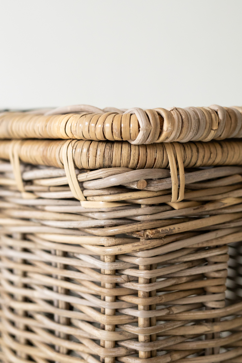 Rattan Rectangle Laundry with Leather Strap - Basket