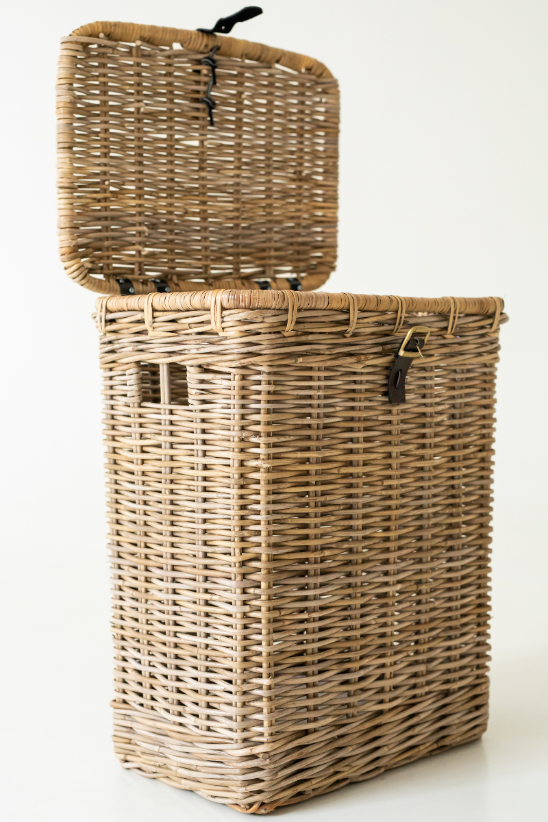 Rattan Rectangle Laundry with Leather Strap - Basket