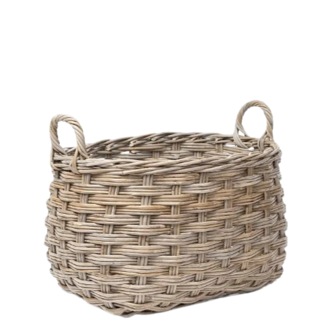 Rattan Rounded Oval Storage Basket