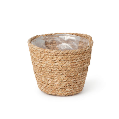 Natural Grass Woven Flower Pot with Plastic Inner