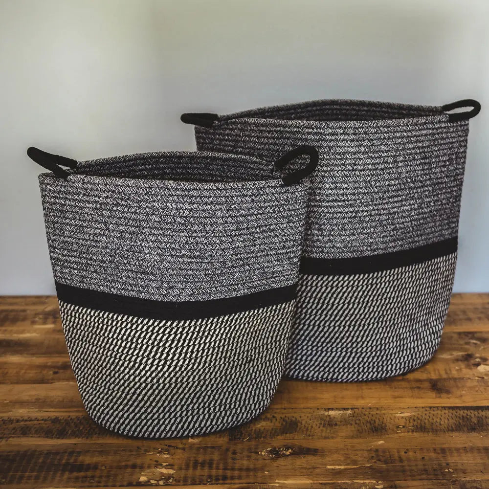 Navy Two-tone Cotton Basket Basketly