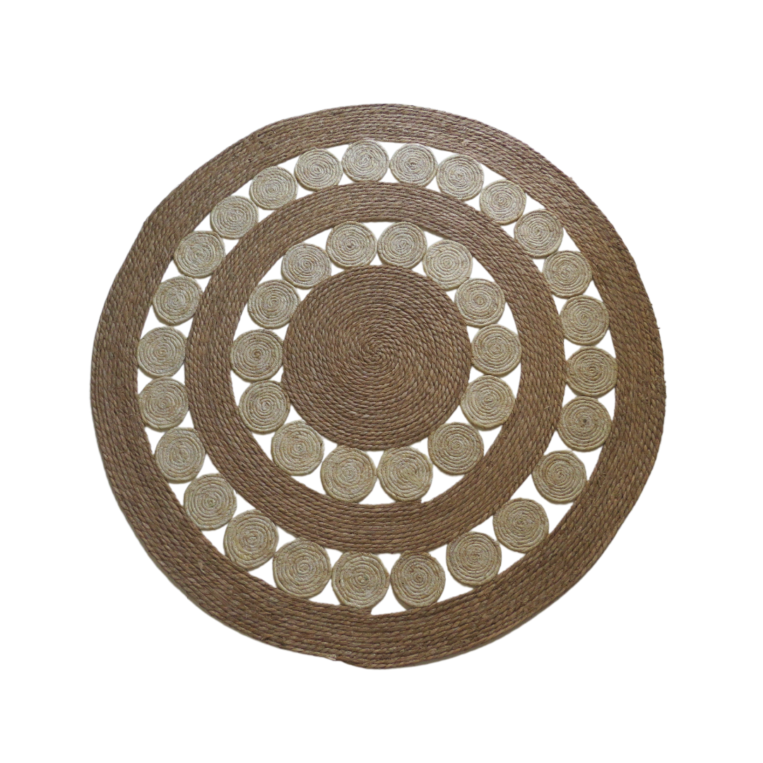 White & Natural Flower Rug