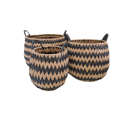 Hyacinth Black Striped Basket