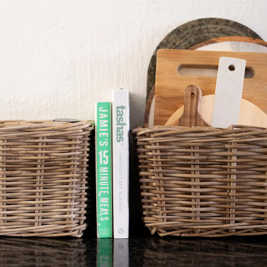 Rattan Rectangular basket in kitchen
