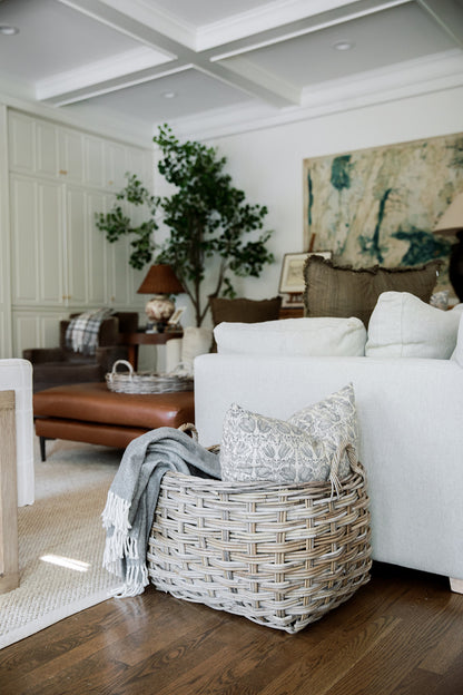 Rattan Rounded Oval Storage Basket