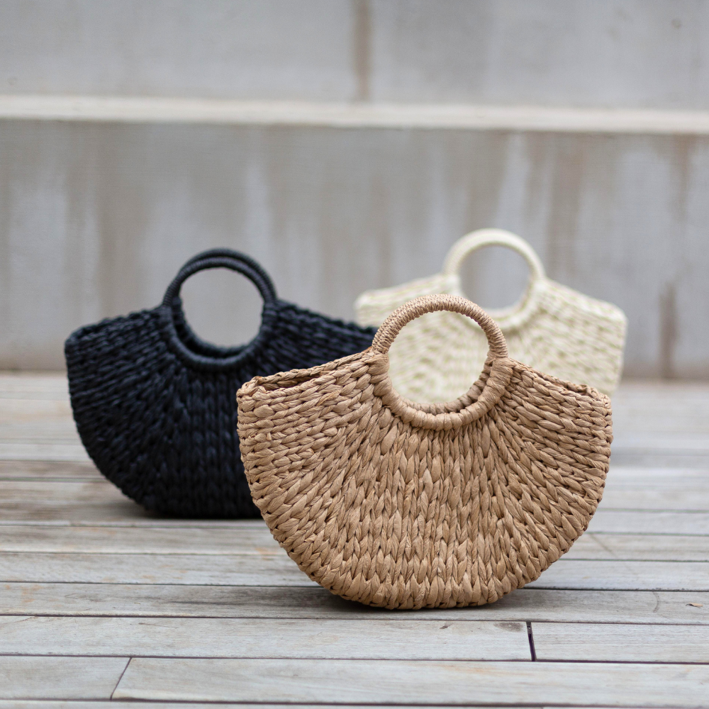 Bailey Half Moon Woven Bag Basketly