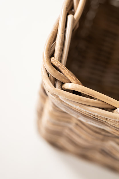 Rattan Square Basket with Handles – close-up of natural kubu grey weave and edge details | Basketly