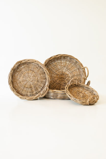 Basketly Round Tray with handles front view collection of 4