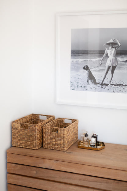 Water Hyacinth Storage Basket with Metal Frame