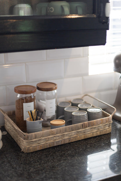 Pre-Order - Willow Rattan Deep Serving Tray with Metal Frame
