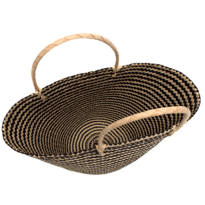 iLala Black and Natural Striped Hand-Woven Shopper