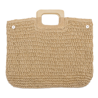 Lilly Light Natural Square Wooden Handle Tote