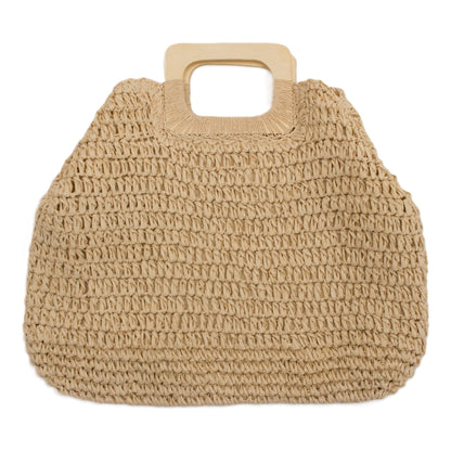 Lilly Light Natural Square Wooden Handle Tote