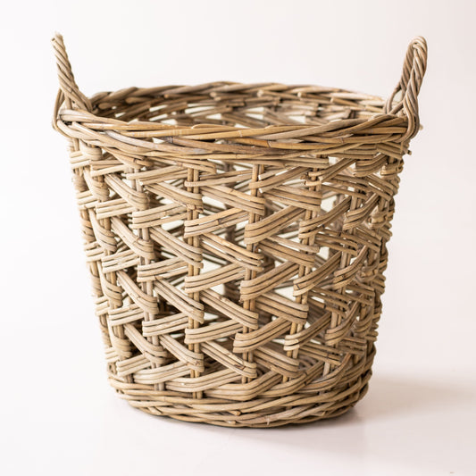 Rattan Cross Weave Tapered Basket