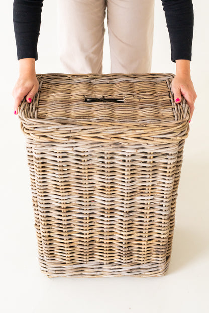 Large Rattan Tall Rectangular Laundry Basket