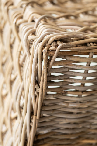Rattan Square Basket Kubu Grey X Weave