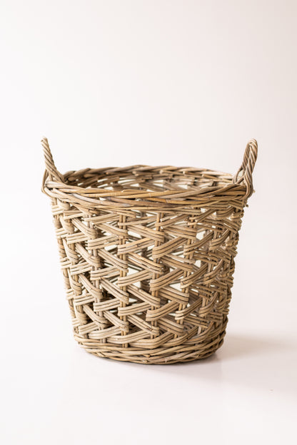 Rattan Cross Weave Tapered Basket Kubu Grey