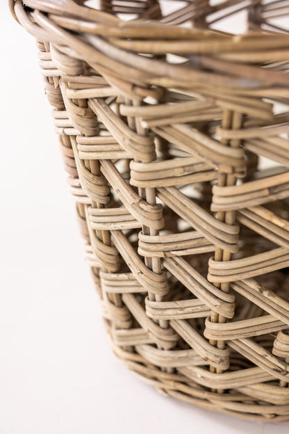 Rattan Cross Weave Tapered Basket Kubu Grey