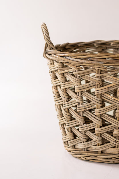 Rattan Cross Weave Tapered Basket Kubu Grey