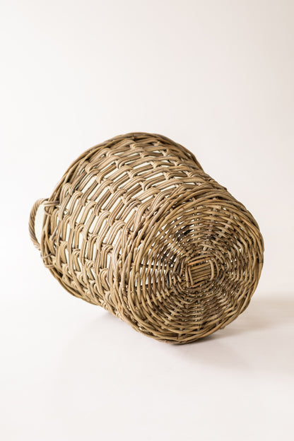Rattan Cross Weave Tapered Basket Kubu Grey