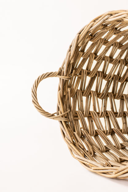Rattan Cross Weave Tapered Basket Kubu Grey
