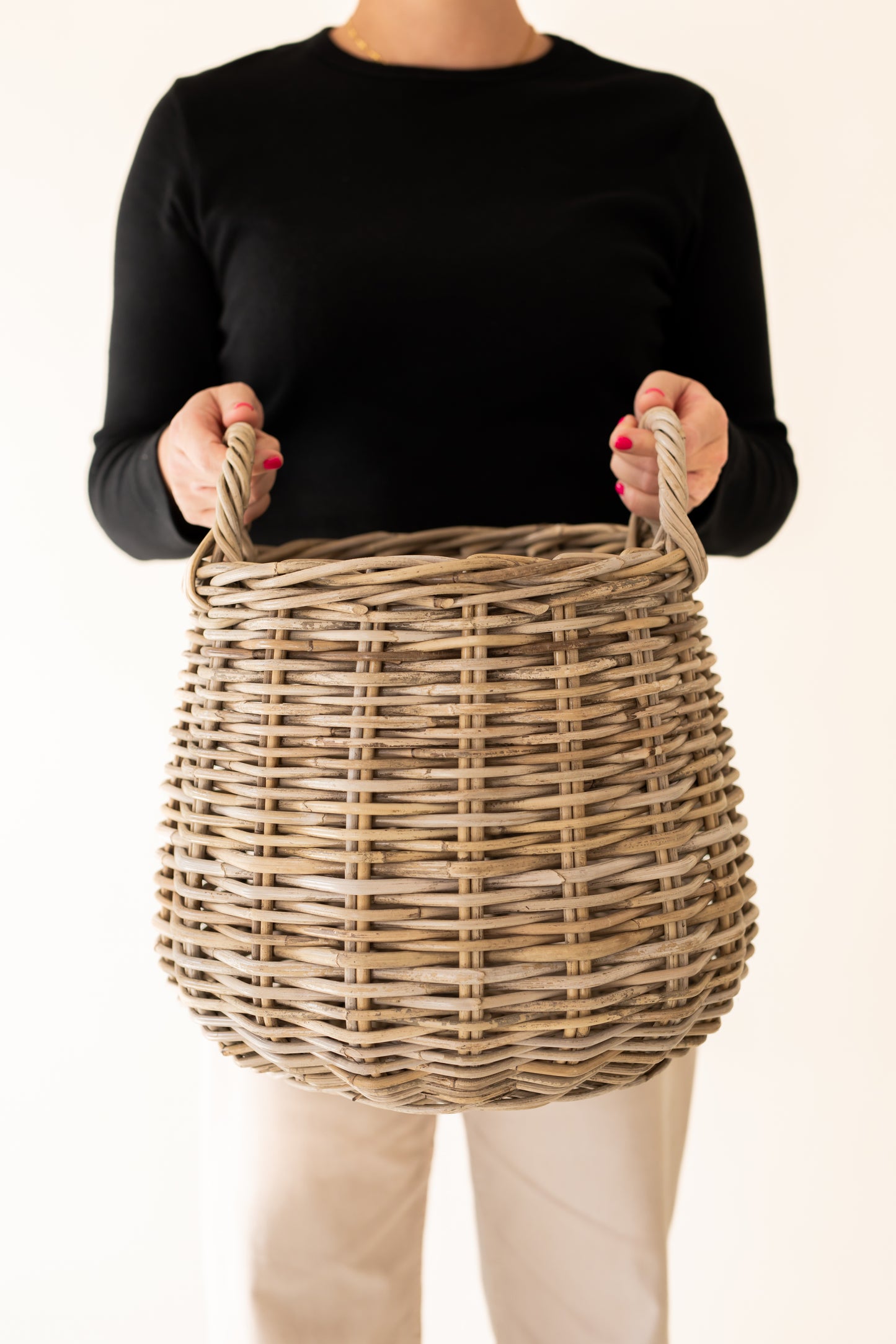 Pre-Order -Rattan Round Storage Basket with Handles